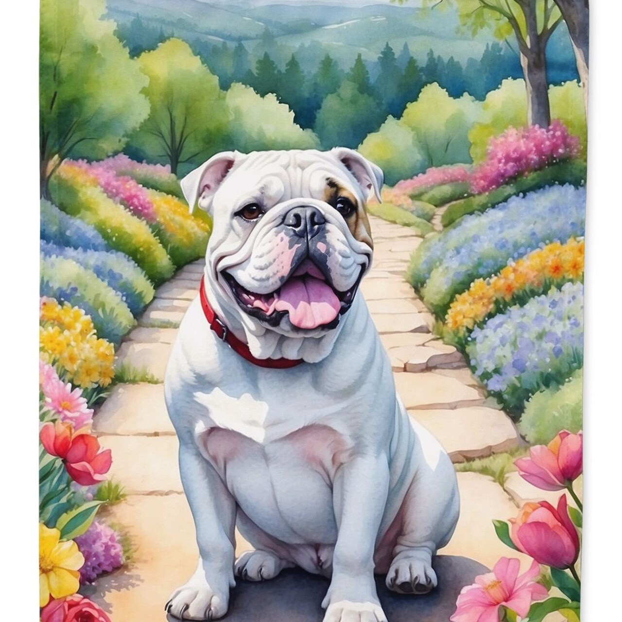 Edge Collections - 11.25" X 15.50" - Multicolor - Spring Path Decorative English Bulldog - 1 Piece